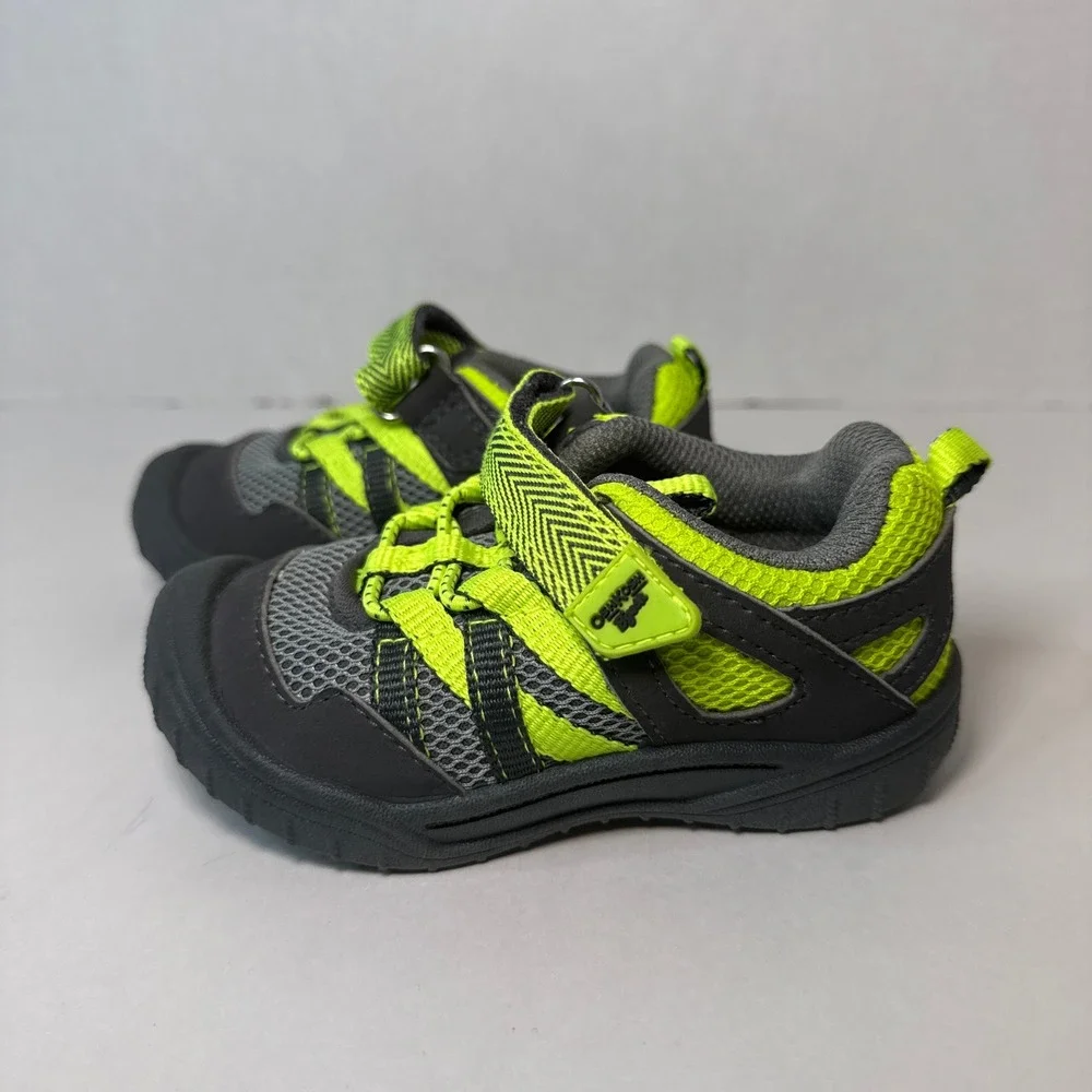 OshKosh B'gosh Domino Kids Toddler Sneakers Grey Green Size 6 Athletic NEW